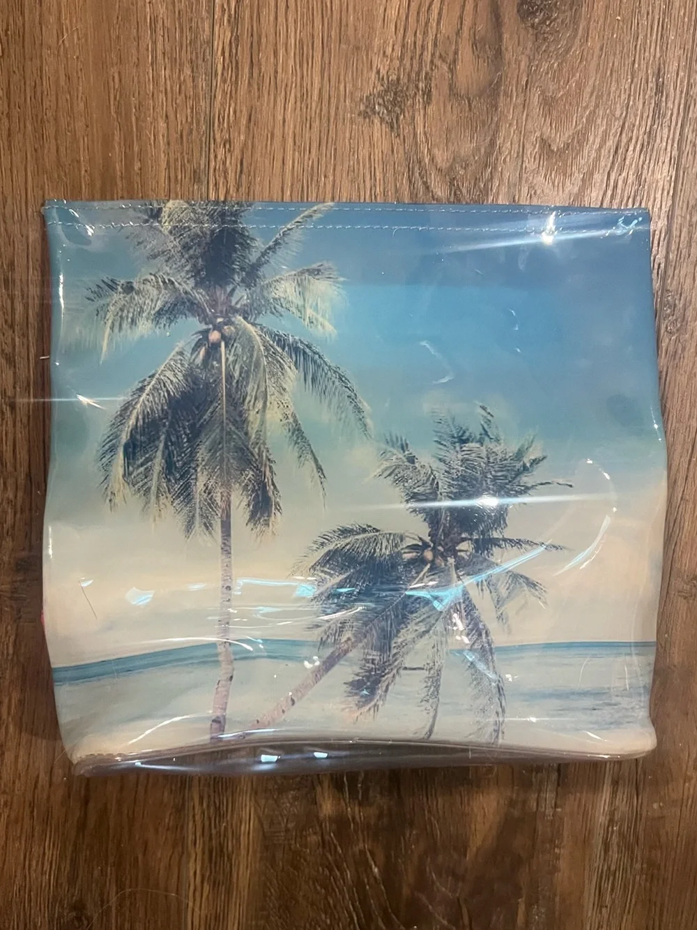 PINK Victoria's Secret Clear Cosmetic Bag Vacay All Day - Pink & Orange
